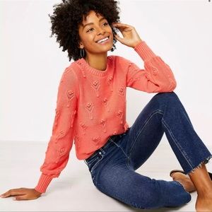Ann Taylor LOFT Cotton Floral Bobble Sweater M